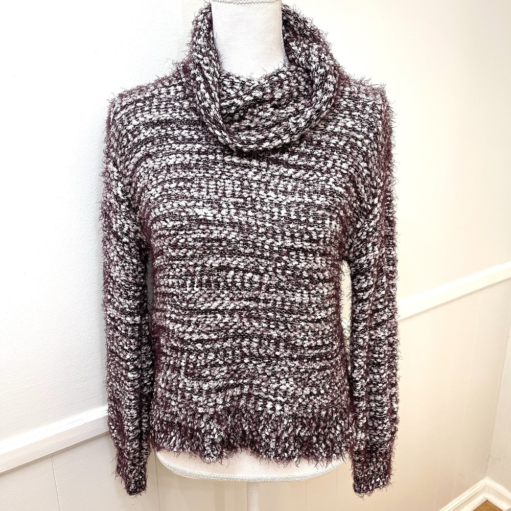 Women's NWT Cowl Neck Sweater By Moral Fiber Size M Purple White